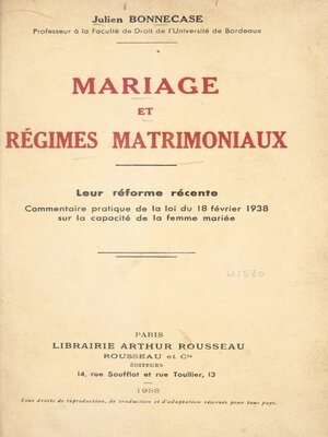 cover image of Mariage et régimes matrimoniaux